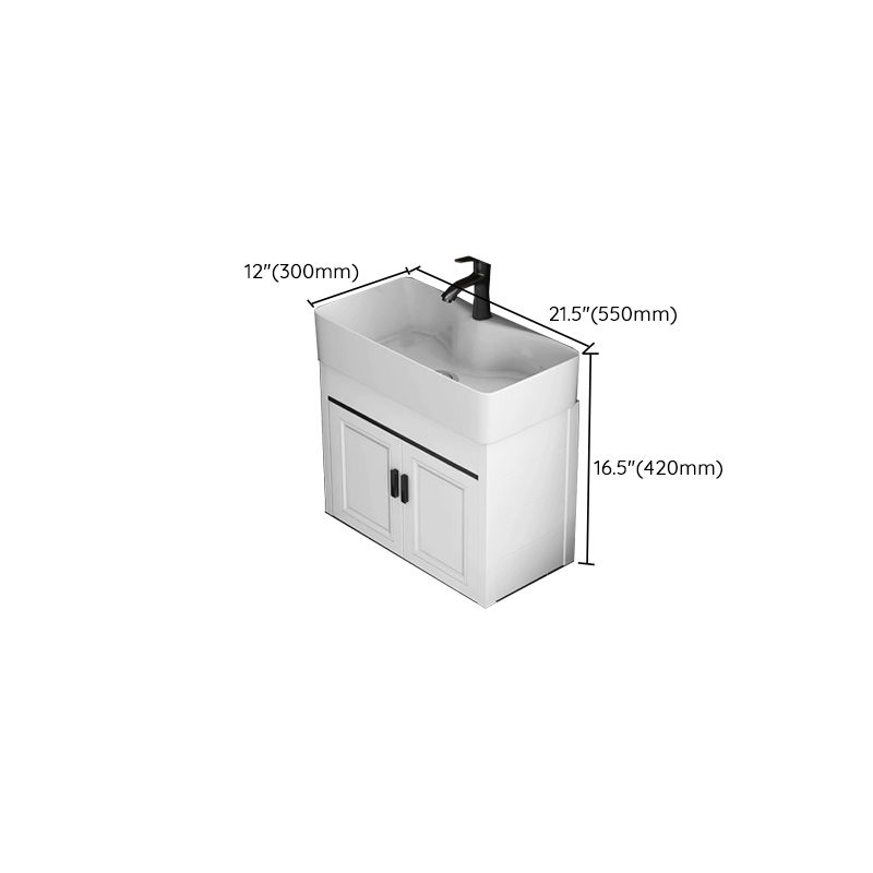 Modern White Ceramic Top Vanity Single-Sink Rectangular Wall Mount Vanity Clearhalo 'Bathroom Remodel & Bathroom Fixtures' 'Bathroom Vanities' 'bathroom_vanities' 'Home Improvement' 'home_improvement' 'home_improvement_bathroom_vanities' 1200x1200_a21fc94b-30e9-4518-a637-7b614d54fe1c