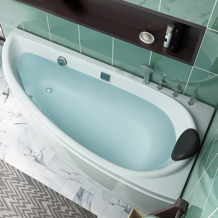 Acrylic Corner Bathtub Soaking White Modern Back to Wall Bath Clearhalo 'Bathroom Remodel & Bathroom Fixtures' 'Bathtubs' 'Home Improvement' 'home_improvement' 'home_improvement_bathtubs' 'Showers & Bathtubs' 1200x1200_a2294aab-a8e2-4d89-a847-1d92ab9f9a6f