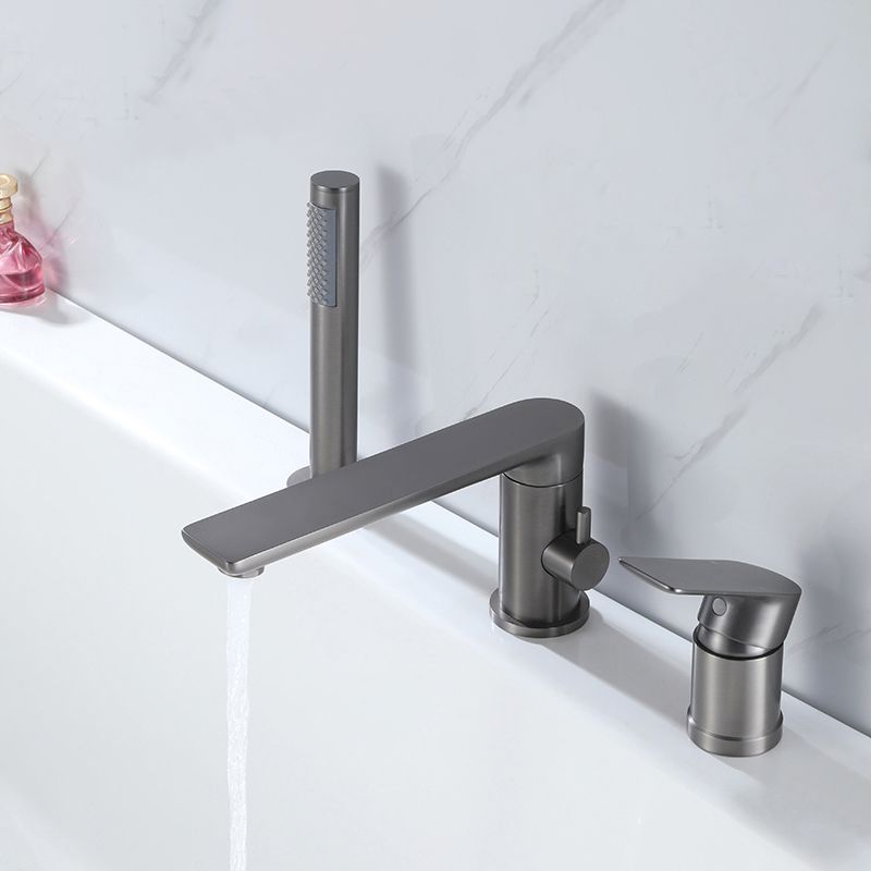 Contemporary Bathroom Faucet Deck Mounted Bathroom Faucet with Low Arc Clearhalo 'Bathroom Remodel & Bathroom Fixtures' 'Bathtub Faucets' 'bathtub_faucets' 'Home Improvement' 'home_improvement' 'home_improvement_bathtub_faucets' 1200x1200_a23ceb8d-21a6-4307-9adf-8debb57d73bc