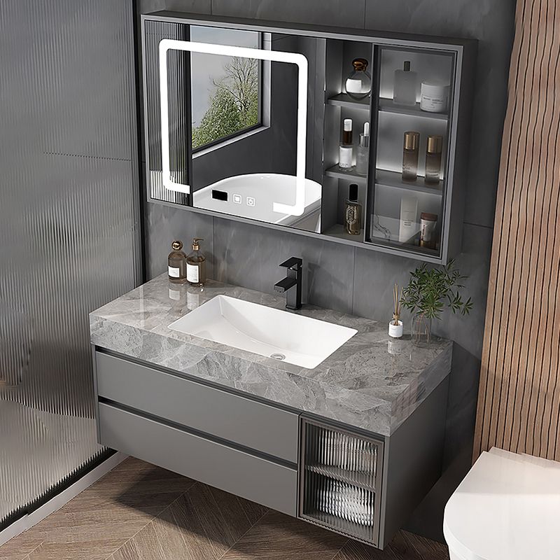 Modern Wall Mount Bath Vanity Gray Tone Vanity Cabinet with Mirror Cabinet Clearhalo 'Bathroom Remodel & Bathroom Fixtures' 'Bathroom Vanities' 'bathroom_vanities' 'Home Improvement' 'home_improvement' 'home_improvement_bathroom_vanities' 1200x1200_a25f1bc4-9cba-4969-bc2e-d7b4a8ed0ce3