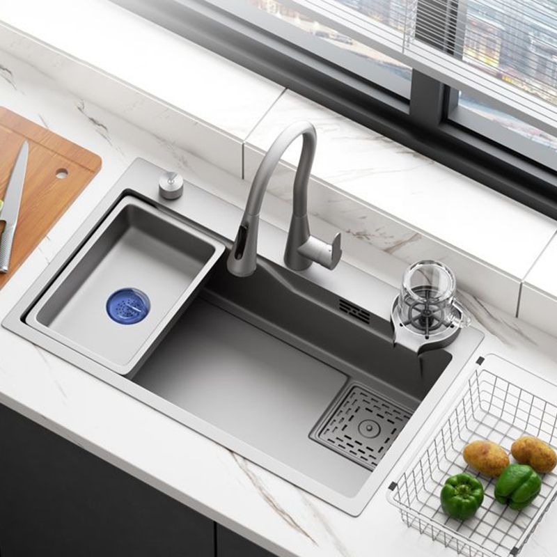 Contemporary Style Kitchen Sink Stainless Steel 3 Holes Kitchen Sink Clearhalo 'Home Improvement' 'home_improvement' 'home_improvement_kitchen_sinks' 'Kitchen Remodel & Kitchen Fixtures' 'Kitchen Sinks & Faucet Components' 'Kitchen Sinks' 'kitchen_sinks' 1200x1200_a264f300-12d6-44f0-9a7e-01309586c80d