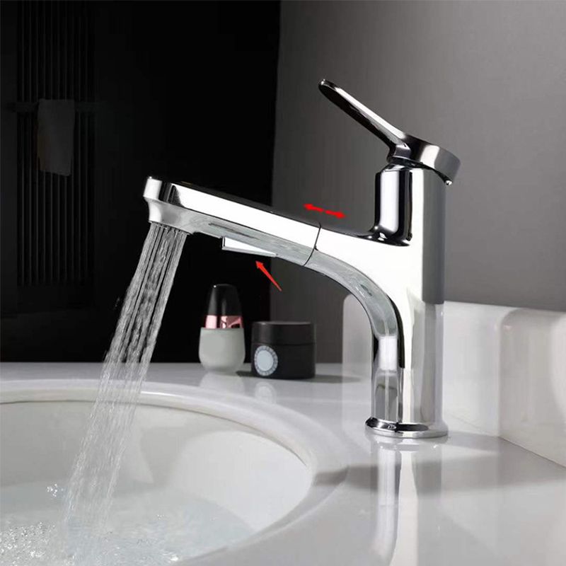Contemporary Pull-out Faucet Single Lever Handle Faucet for Bathroom Clearhalo 'Bathroom Remodel & Bathroom Fixtures' 'Bathroom Sink Faucets' 'Bathroom Sinks & Faucet Components' 'bathroom_sink_faucets' 'Home Improvement' 'home_improvement' 'home_improvement_bathroom_sink_faucets' 1200x1200_a2754331-7e2c-41be-bc14-ba927da5540b