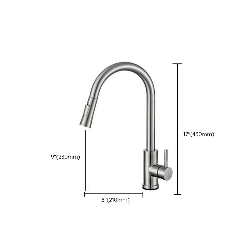 Contemporary Single Handle Kitchen Faucet 1-Hold Faucet with Pull out Sprayer Clearhalo 'Home Improvement' 'home_improvement' 'home_improvement_kitchen_faucets' 'Kitchen Faucets' 'Kitchen Remodel & Kitchen Fixtures' 'Kitchen Sinks & Faucet Components' 'kitchen_faucets' 1200x1200_a2886841-a24b-4aea-883c-a1381043f926