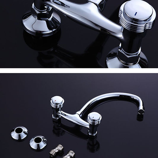 Contemporary Single Handle Kitchen Faucet Wall Mounted Bar Faucet in Chrome Clearhalo 'Home Improvement' 'home_improvement' 'home_improvement_kitchen_faucets' 'Kitchen Faucets' 'Kitchen Remodel & Kitchen Fixtures' 'Kitchen Sinks & Faucet Components' 'kitchen_faucets' 1200x1200_a28a3382-1297-4106-a94f-4bd3896f39e8