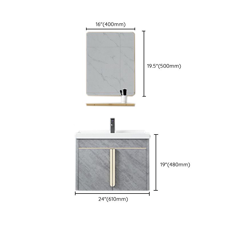 Glam Sink Vanity Wall-Mounted 2 Doors Rectangle Single Bathroom Sink Vanity with Mirror Clearhalo 'Bathroom Remodel & Bathroom Fixtures' 'Bathroom Vanities' 'bathroom_vanities' 'Home Improvement' 'home_improvement' 'home_improvement_bathroom_vanities' 1200x1200_a2944fc3-c53a-46de-97a4-30692831168c