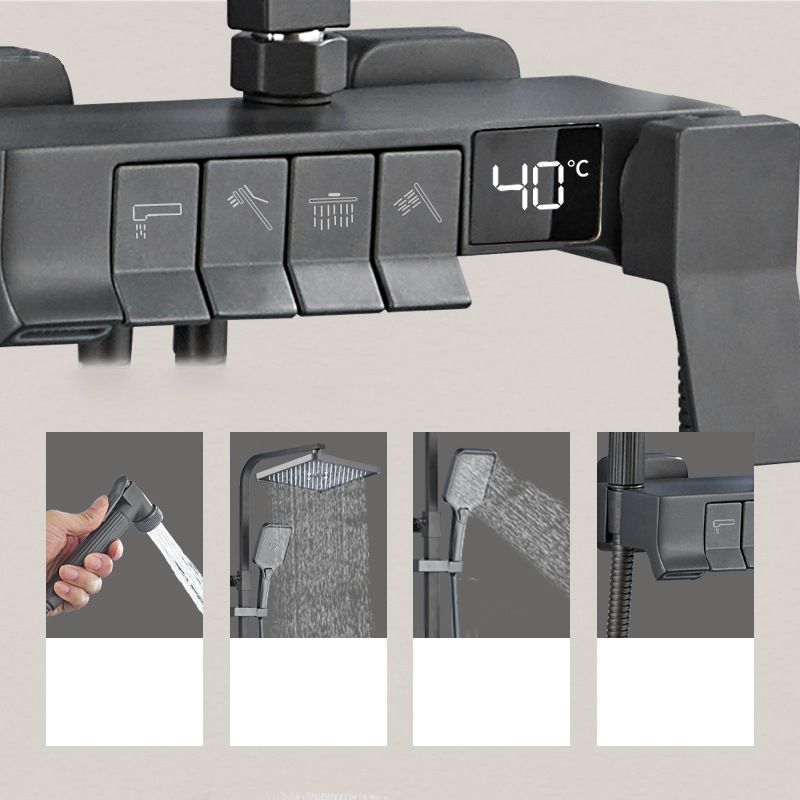 Square Shower Head Combo Wall Mount Digital Display with Rain Shower Head and Hand Shower Clearhalo 'Bathroom Remodel & Bathroom Fixtures' 'Home Improvement' 'home_improvement' 'home_improvement_shower_faucets' 'Shower Faucets & Systems' 'shower_faucets' 'Showers & Bathtubs Plumbing' 'Showers & Bathtubs' 1200x1200_a29b7a02-04e6-44a1-8b2d-fd8bfa5ed106