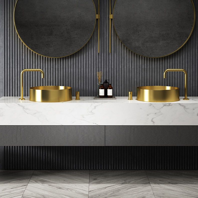 Modern Vessel Sink Round Metal with Basin and Faucet Vessel Lavatory Sink Clearhalo 'Bathroom Remodel & Bathroom Fixtures' 'Bathroom Sinks & Faucet Components' 'Bathroom Sinks' 'bathroom_sink' 'Home Improvement' 'home_improvement' 'home_improvement_bathroom_sink' 1200x1200_a2b56c1d-d1cd-4851-8630-5d1a317e9f07