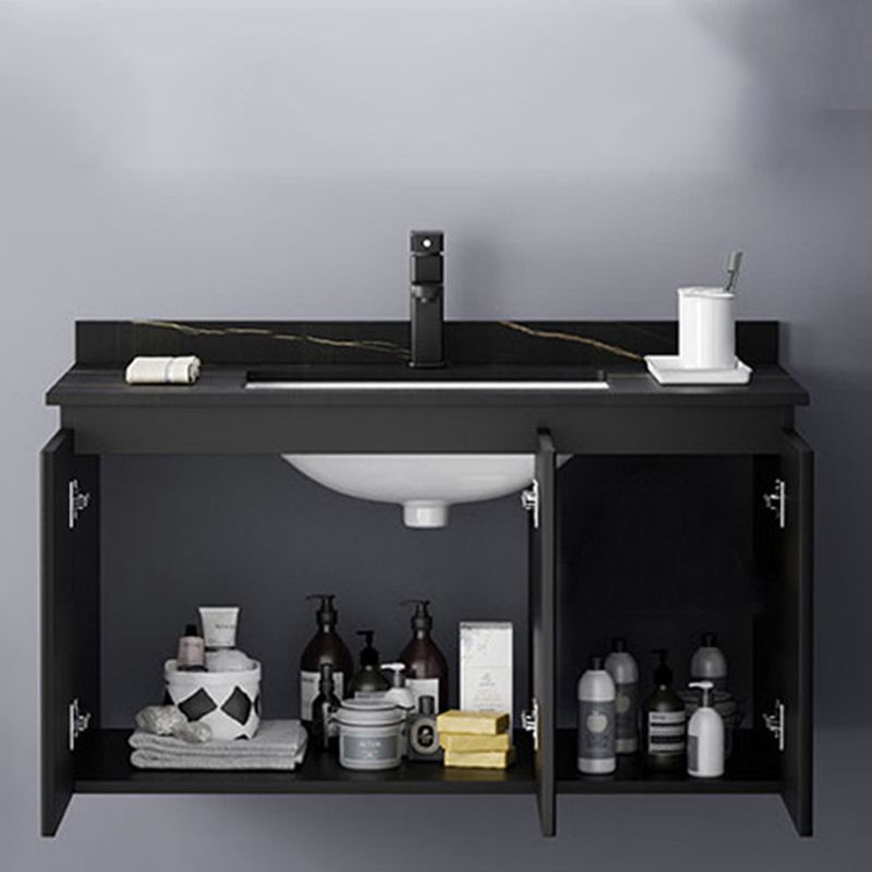 Contemporary Bathroom Sink Cabinet Wall-Mounted Mirror Cabinet Vanity Cabinet in Black Clearhalo 'Bathroom Remodel & Bathroom Fixtures' 'Bathroom Vanities' 'bathroom_vanities' 'Home Improvement' 'home_improvement' 'home_improvement_bathroom_vanities' 1200x1200_a2c03076-dcfd-4db9-b6ba-68092887cafa