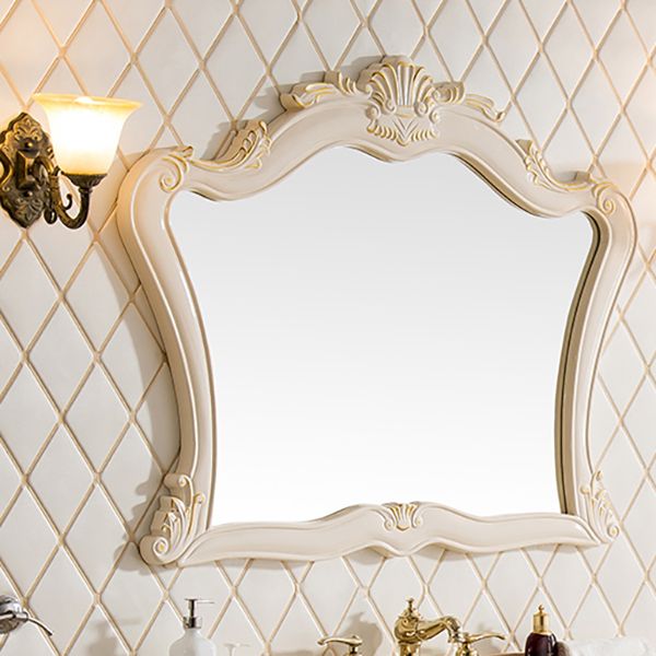 Mirror Vanity White 2 Doors Freestanding PVC Frame Oval Single Sink Bathroom Vanity Clearhalo 'Bathroom Remodel & Bathroom Fixtures' 'Bathroom Vanities' 'bathroom_vanities' 'Home Improvement' 'home_improvement' 'home_improvement_bathroom_vanities' 1200x1200_a2cef635-9a9a-467f-acef-399aac797c52