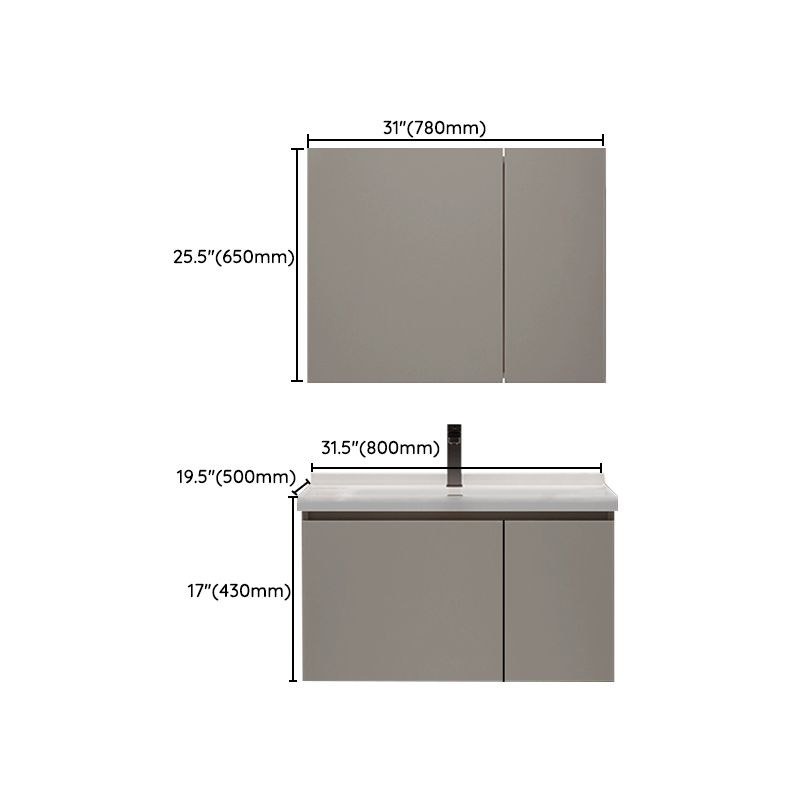 Single-Sink Grey Wall Mount Wood Modern Open Console with Sink Set Clearhalo 'Bathroom Remodel & Bathroom Fixtures' 'Bathroom Vanities' 'bathroom_vanities' 'Home Improvement' 'home_improvement' 'home_improvement_bathroom_vanities' 1200x1200_a2e79e1d-6d6f-4252-9a65-b8acc0644d76