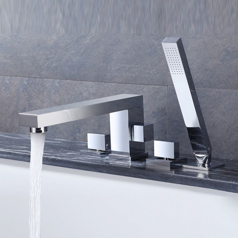 Modern Deck Mounted Low Arc Roman Tub Faucet Copper Roman Tub Faucet Set Clearhalo 'Bathroom Remodel & Bathroom Fixtures' 'Bathtub Faucets' 'bathtub_faucets' 'Home Improvement' 'home_improvement' 'home_improvement_bathtub_faucets' 1200x1200_a2efd42e-662d-4dce-8b8c-434f9442581b