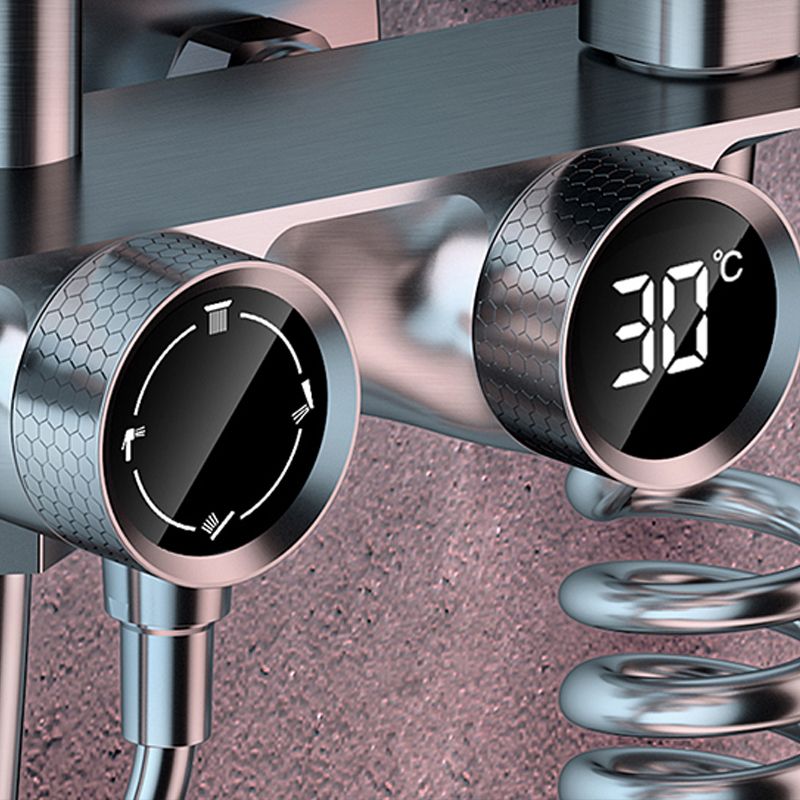 Grey Shower Set Intelligent Digital Display Thermostatic Full Copper Shower Head Clearhalo 'Bathroom Remodel & Bathroom Fixtures' 'Home Improvement' 'home_improvement' 'home_improvement_shower_faucets' 'Shower Faucets & Systems' 'shower_faucets' 'Showers & Bathtubs Plumbing' 'Showers & Bathtubs' 1200x1200_a3056747-0d42-426e-bb6f-37b329e6faf4