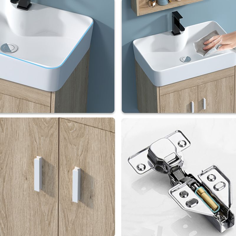 Mirror Vanity Wood Freestanding Rectangle 2 Doors Bathroom Vanity with Single Sink Clearhalo 'Bathroom Remodel & Bathroom Fixtures' 'Bathroom Vanities' 'bathroom_vanities' 'Home Improvement' 'home_improvement' 'home_improvement_bathroom_vanities' 1200x1200_a3328935-a109-4703-afe9-320c1c6f30ff