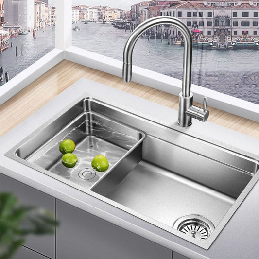 Drop-In Kitchen Sink Stainless Steel Kitchen Sink with Basket Strainer Clearhalo 'Home Improvement' 'home_improvement' 'home_improvement_kitchen_sinks' 'Kitchen Remodel & Kitchen Fixtures' 'Kitchen Sinks & Faucet Components' 'Kitchen Sinks' 'kitchen_sinks' 1200x1200_a3348b8b-d8b1-465f-a5c5-ea8f56f668da