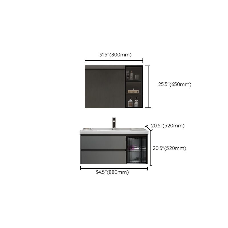 Modern Vanity Rectangular Dark Gray Single Ceramic Top Sink Vanity Clearhalo 'Bathroom Remodel & Bathroom Fixtures' 'Bathroom Vanities' 'bathroom_vanities' 'Home Improvement' 'home_improvement' 'home_improvement_bathroom_vanities' 1200x1200_a35c27ee-2686-45ad-a74a-cf7f56659e1a