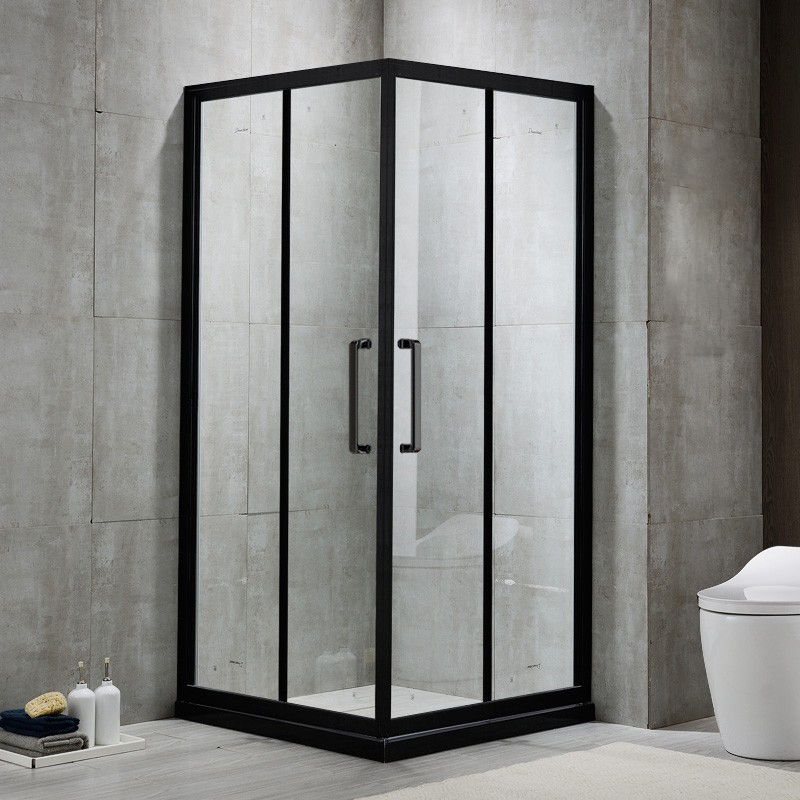 Tempered Glass Framed Shower Enclosure Clear Black Shower Stall Clearhalo 'Bathroom Remodel & Bathroom Fixtures' 'Home Improvement' 'home_improvement' 'home_improvement_shower_stalls_enclosures' 'Shower Stalls & Enclosures' 'shower_stalls_enclosures' 'Showers & Bathtubs' 1200x1200_a37dcc27-88b4-4ebe-bccc-f9b4bc8f64d5