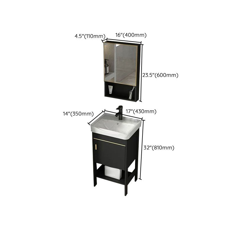 Freestanding Metal Mirror Included Sink Vanity with Sink for Bathroom Clearhalo 'Bathroom Remodel & Bathroom Fixtures' 'Bathroom Vanities' 'bathroom_vanities' 'Home Improvement' 'home_improvement' 'home_improvement_bathroom_vanities' 1200x1200_a37f2ebb-1405-45a2-81db-3f6ca5e099e2