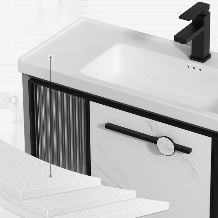 Single Sink Ceramic Bathroom Vanity Modern Gray Rectangular Sink Vanity Clearhalo 'Bathroom Remodel & Bathroom Fixtures' 'Bathroom Vanities' 'bathroom_vanities' 'Home Improvement' 'home_improvement' 'home_improvement_bathroom_vanities' 1200x1200_a393f5a0-739b-4b27-a4ba-aa9d275eabb3