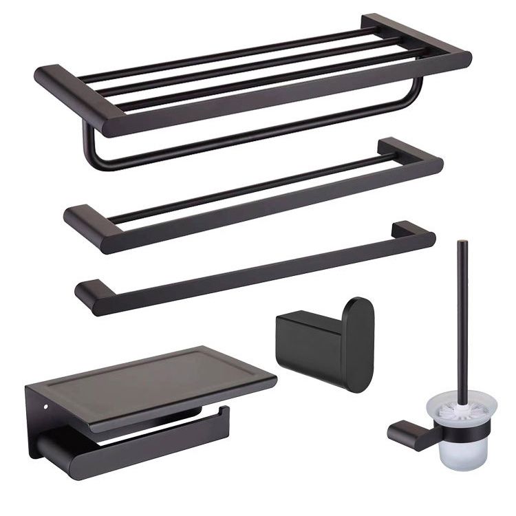 5-Piece Modern Bath Hardware Set in Stainless Steel with Towel Bar/Robe Hooks/Paper Holder Clearhalo 'Bathroom Hardware Sets' 'Bathroom Hardware' 'Bathroom Remodel & Bathroom Fixtures' 'bathroom_hardware_sets' 'Home Improvement' 'home_improvement' 'home_improvement_bathroom_hardware_sets' 1200x1200_a39826a4-6675-4224-b986-baf2c9f0f12a