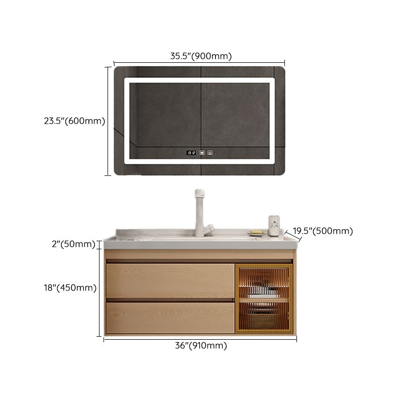 Wall Mount Vanity Mirror Single Sink Rectangle Door Wood Vanity with Drawers Clearhalo 'Bathroom Remodel & Bathroom Fixtures' 'Bathroom Vanities' 'bathroom_vanities' 'Home Improvement' 'home_improvement' 'home_improvement_bathroom_vanities' 1200x1200_a39e24b7-ff01-4290-8c52-985159006e68