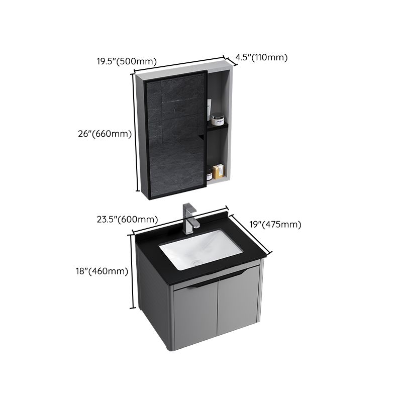 Single Sink Modern Bathroom Vanity Gray Metal Frame Rectangular Vanity Set Clearhalo 'Bathroom Remodel & Bathroom Fixtures' 'Bathroom Vanities' 'bathroom_vanities' 'Home Improvement' 'home_improvement' 'home_improvement_bathroom_vanities' 1200x1200_a3a2a0b6-6476-4639-b95e-26171a947ed7