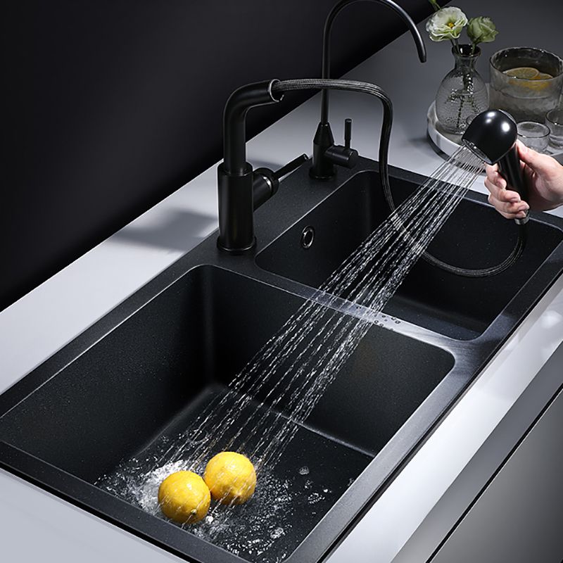 Modern Quartz Kitchen Double Basin Overflow Hole Sink Kitchen Sink in Black Clearhalo 'Home Improvement' 'home_improvement' 'home_improvement_kitchen_sinks' 'Kitchen Remodel & Kitchen Fixtures' 'Kitchen Sinks & Faucet Components' 'Kitchen Sinks' 'kitchen_sinks' 1200x1200_a3bc2f32-7868-436c-9000-2fa84d19b0d1