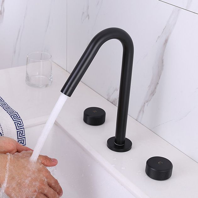 Widespread Modern Bathroom Faucet Knob Handle Gooseneck Vessel Faucet Clearhalo 'Bathroom Remodel & Bathroom Fixtures' 'Bathroom Sink Faucets' 'Bathroom Sinks & Faucet Components' 'bathroom_sink_faucets' 'Home Improvement' 'home_improvement' 'home_improvement_bathroom_sink_faucets' 1200x1200_a3dd513f-5900-4625-84de-11a1cbf9aad1