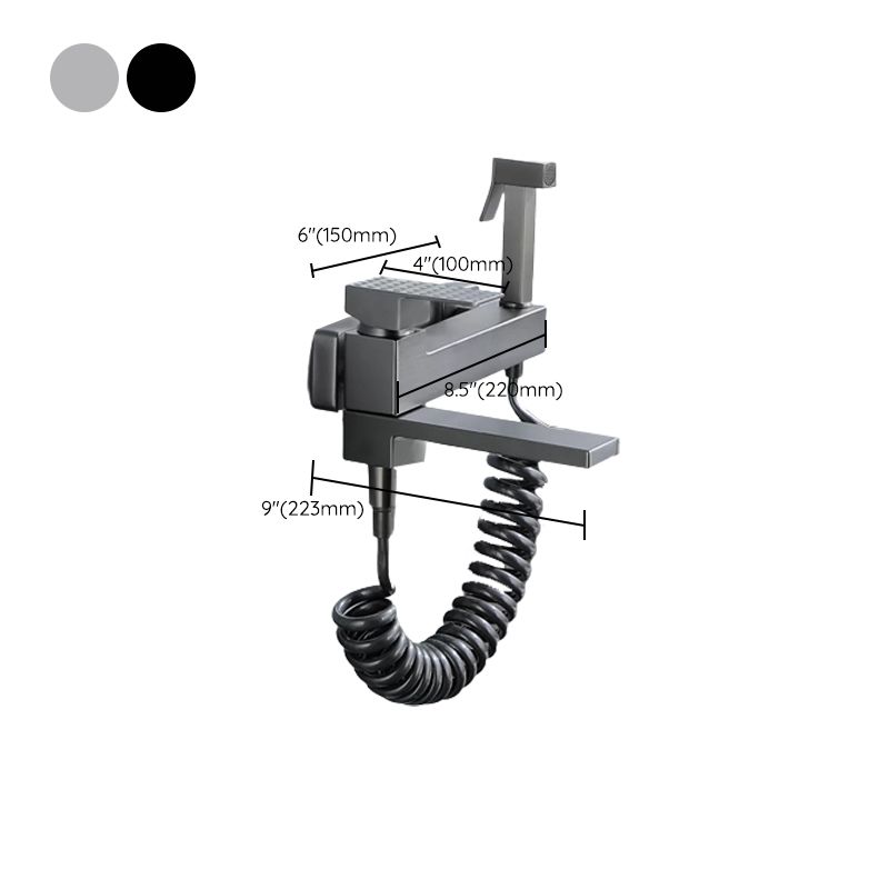 Contemporary Wall Mounted Metal Tub Filler Low Arc Lever Tub Faucet Trim Clearhalo 'Bathroom Remodel & Bathroom Fixtures' 'Bathtub Faucets' 'bathtub_faucets' 'Home Improvement' 'home_improvement' 'home_improvement_bathtub_faucets' 1200x1200_a40ccbb1-fe07-4152-be28-2e478b310ac8