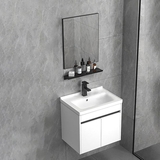 Modern Bathroom Vanity Set Wood Standalone Cabinet and Mirror Space Saver Vanity Clearhalo 'Bathroom Remodel & Bathroom Fixtures' 'Bathroom Vanities' 'bathroom_vanities' 'Home Improvement' 'home_improvement' 'home_improvement_bathroom_vanities' 1200x1200_a41564b9-4099-4b8f-ac48-b72489081704