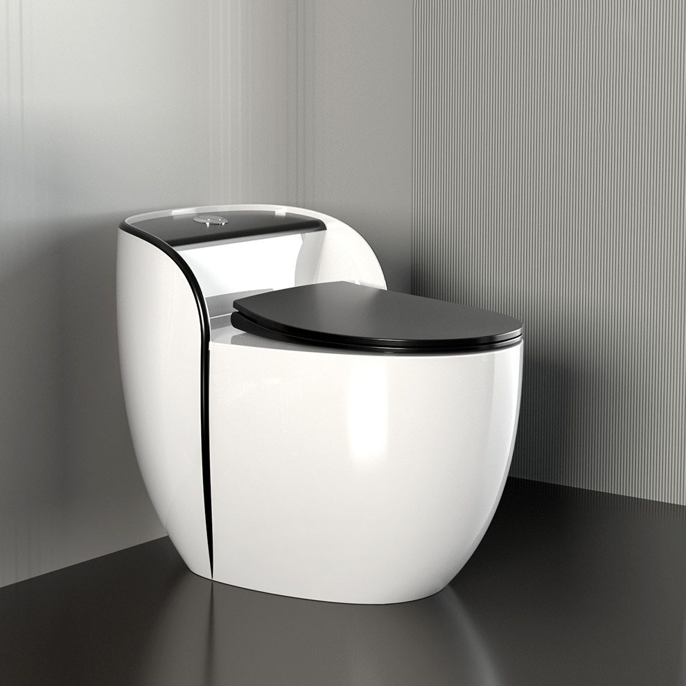 Modern Flush Toilet Ceramic Round-Front One-Piece Toilet with Slow Close Seat Clearhalo 'Bathroom Remodel & Bathroom Fixtures' 'Home Improvement' 'home_improvement' 'home_improvement_toilets' 'Toilets & Bidets' 'Toilets' 1200x1200_a420db9f-fc8f-4c3c-b8e0-6bf91abd6680