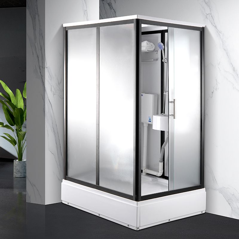Single Sliding Frosted Shower Kit Rectangle White Shower Stall Clearhalo 'Bathroom Remodel & Bathroom Fixtures' 'Home Improvement' 'home_improvement' 'home_improvement_shower_stalls_enclosures' 'Shower Stalls & Enclosures' 'shower_stalls_enclosures' 'Showers & Bathtubs' 1200x1200_a422dccb-6e45-4db5-8ef2-3e26950a67a4