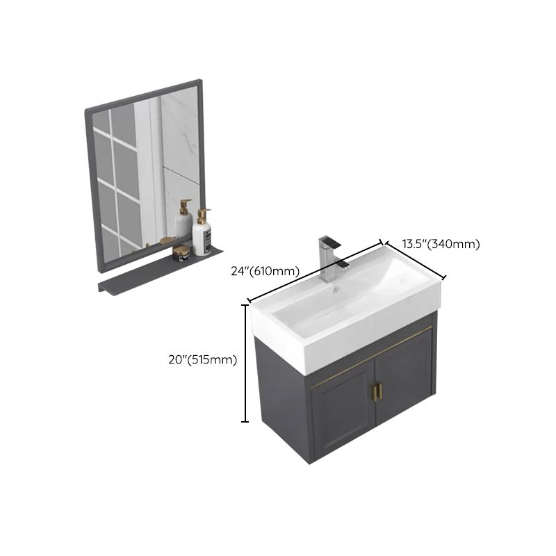 Modern Single Bath Vanity Wall Mount Ceramic Top Bathroom Vanity Clearhalo 'Bathroom Remodel & Bathroom Fixtures' 'Bathroom Vanities' 'bathroom_vanities' 'Home Improvement' 'home_improvement' 'home_improvement_bathroom_vanities' 1200x1200_a42aa7a7-3353-49e4-a1a8-6a5afd439277