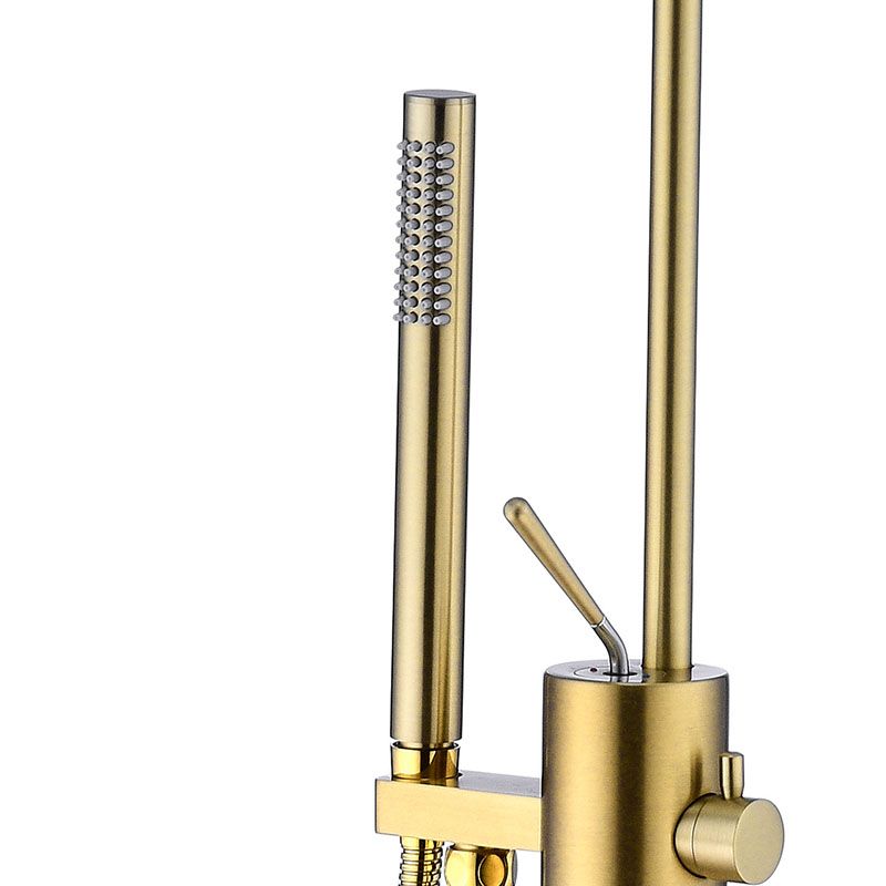 Modern Brass Freestanding Bathtub Faucet with Hand Shower Bathtub Faucet Clearhalo 'Bathroom Remodel & Bathroom Fixtures' 'Bathtub Faucets' 'bathtub_faucets' 'Home Improvement' 'home_improvement' 'home_improvement_bathtub_faucets' 1200x1200_a4373c89-3d04-45e5-97b2-e9ee0cc03f4b