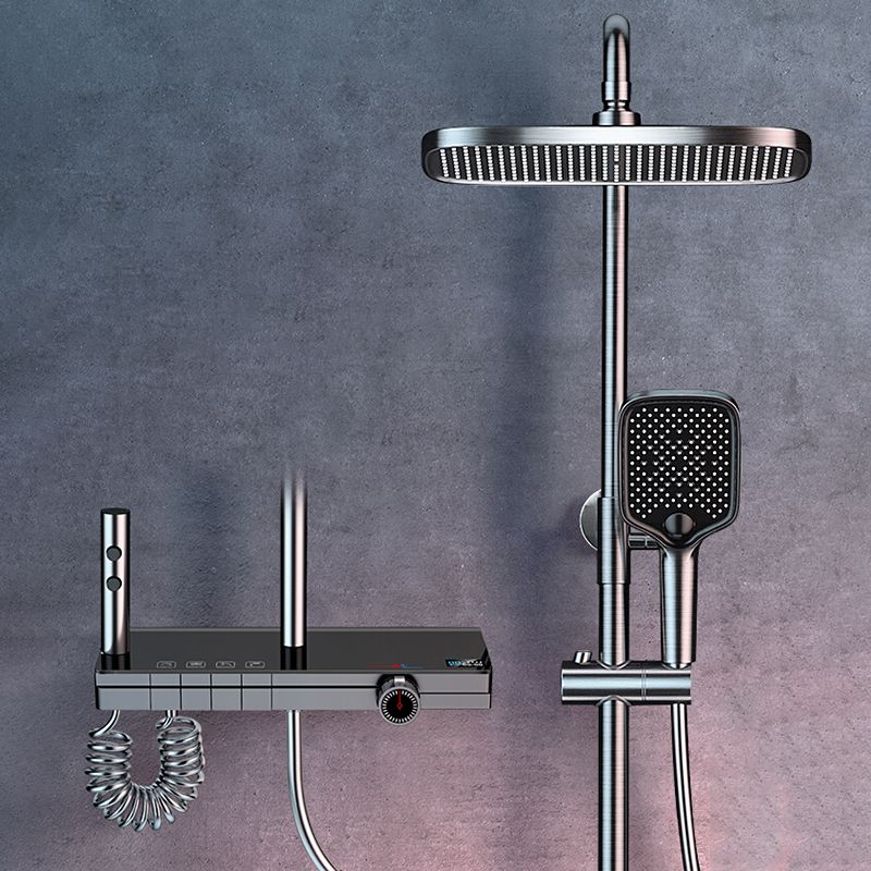 Modern Brass Shower Faucet Adjustable Spray Pattern Wall Mounted Shower Combo Clearhalo 'Bathroom Remodel & Bathroom Fixtures' 'Home Improvement' 'home_improvement' 'home_improvement_shower_faucets' 'Shower Faucets & Systems' 'shower_faucets' 'Showers & Bathtubs Plumbing' 'Showers & Bathtubs' 1200x1200_a448d197-e6a5-4ab0-b721-a5a9c122547a