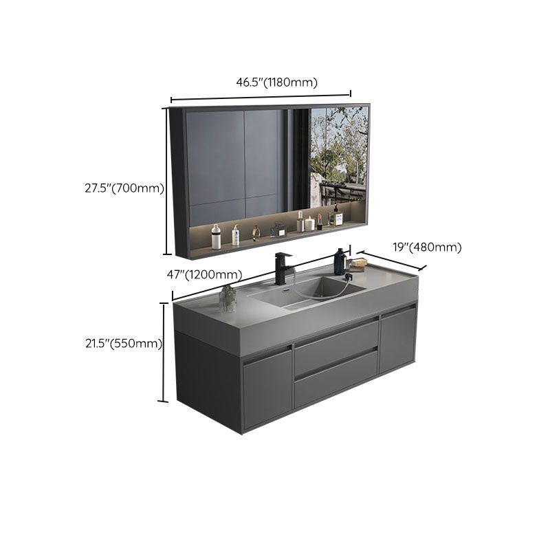Modern Bathroom Vanity Set Freestanding with Drawers and Backsplash Included Clearhalo 'Bathroom Remodel & Bathroom Fixtures' 'Bathroom Vanities' 'bathroom_vanities' 'Home Improvement' 'home_improvement' 'home_improvement_bathroom_vanities' 1200x1200_a44a8945-75c5-4d1b-a132-770006ef6425