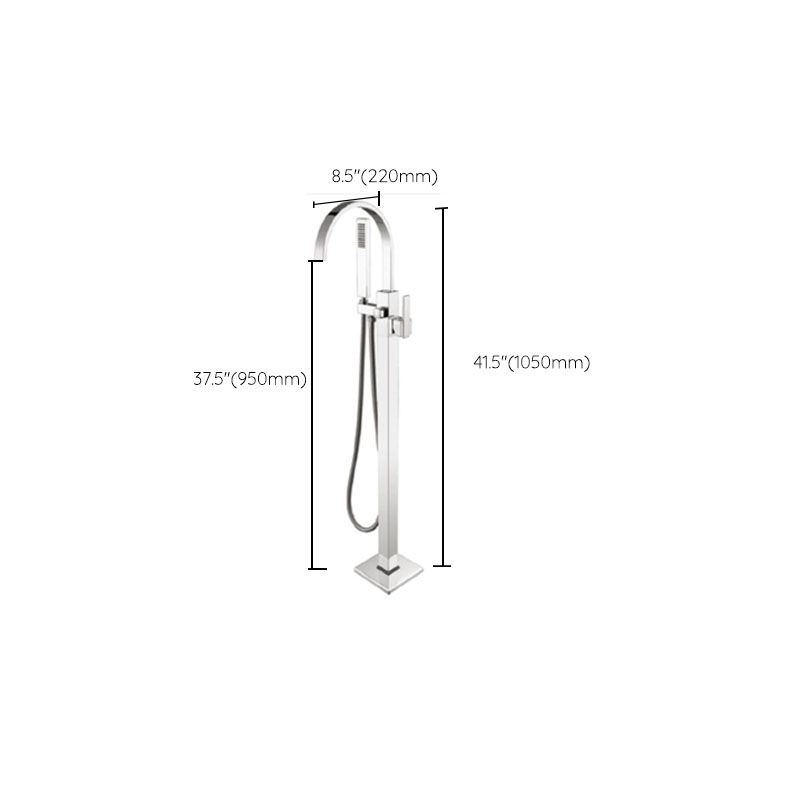 Brass Freestanding Tub Filler with Hose Floor Mounted Bathroom Faucet Clearhalo 'Bathroom Remodel & Bathroom Fixtures' 'Bathtub Faucets' 'bathtub_faucets' 'Home Improvement' 'home_improvement' 'home_improvement_bathtub_faucets' 1200x1200_a45808a9-ab05-48d0-9758-78e62b3818d7