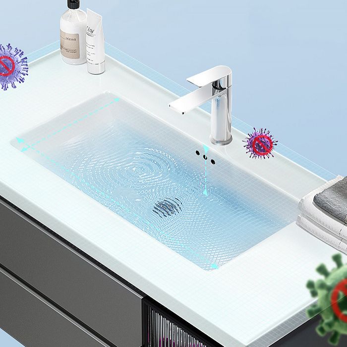 Modern Vanity Rectangular Dark Gray Single Ceramic Top Sink Vanity Clearhalo 'Bathroom Remodel & Bathroom Fixtures' 'Bathroom Vanities' 'bathroom_vanities' 'Home Improvement' 'home_improvement' 'home_improvement_bathroom_vanities' 1200x1200_a4621d13-b944-4369-b73f-c9f6da9c6541