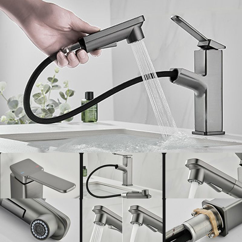 Modern Brass Sink Faucet Centerset Bathroom Faucet with Water Hose Clearhalo 'Bathroom Remodel & Bathroom Fixtures' 'Bathroom Sink Faucets' 'Bathroom Sinks & Faucet Components' 'bathroom_sink_faucets' 'Home Improvement' 'home_improvement' 'home_improvement_bathroom_sink_faucets' 1200x1200_a469262f-a405-4e43-983c-3e228b7df6f6