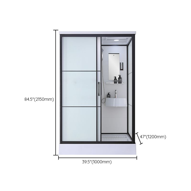 Black Framed Shower Stall with White Base Tempered Glass Shower Stall Clearhalo 'Bathroom Remodel & Bathroom Fixtures' 'Home Improvement' 'home_improvement' 'home_improvement_shower_stalls_enclosures' 'Shower Stalls & Enclosures' 'shower_stalls_enclosures' 'Showers & Bathtubs' 1200x1200_a491a285-78e9-4130-ae31-035d0f505c5a