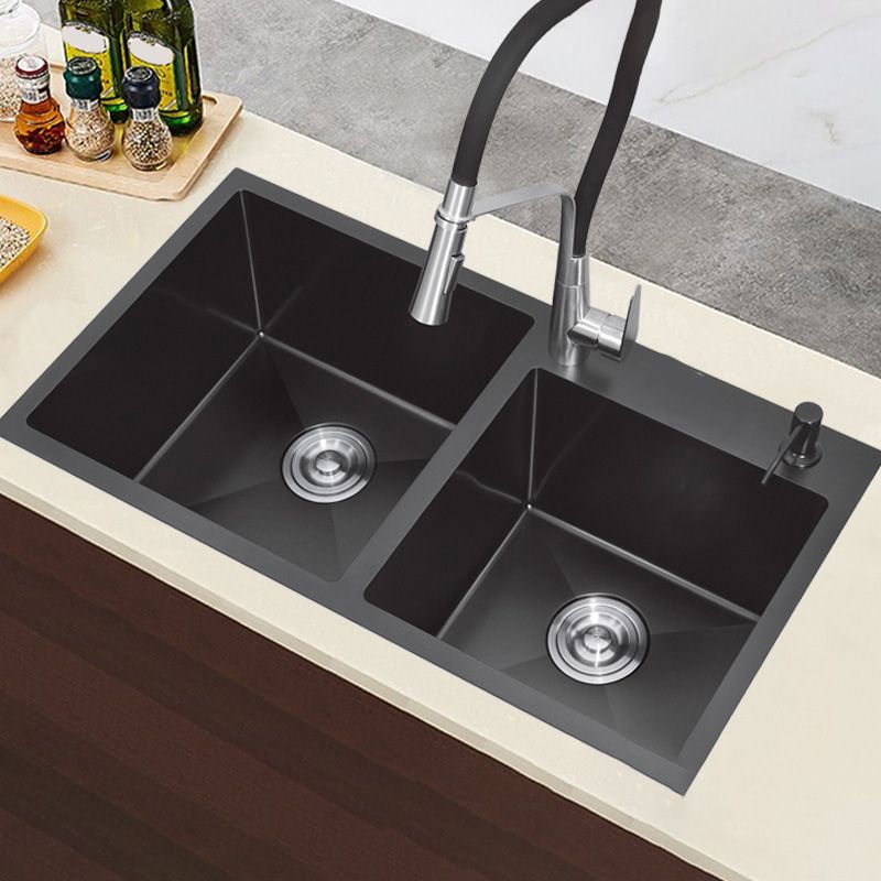 Classic Style Kitchen Sink Stainless Steel Kitchen Double Sink with Drain Strainer Kit Clearhalo 'Home Improvement' 'home_improvement' 'home_improvement_kitchen_sinks' 'Kitchen Remodel & Kitchen Fixtures' 'Kitchen Sinks & Faucet Components' 'Kitchen Sinks' 'kitchen_sinks' 1200x1200_a49bbf09-e7d2-4dda-8708-c1dee778df7b