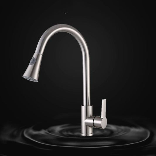 Modern Pull Down Single Handle Kitchen Faucet 1-Hold Water Faucet Clearhalo 'Home Improvement' 'home_improvement' 'home_improvement_kitchen_faucets' 'Kitchen Faucets' 'Kitchen Remodel & Kitchen Fixtures' 'Kitchen Sinks & Faucet Components' 'kitchen_faucets' 1200x1200_a4bb5a2f-c1f2-4cdc-b282-499e6bb1baca