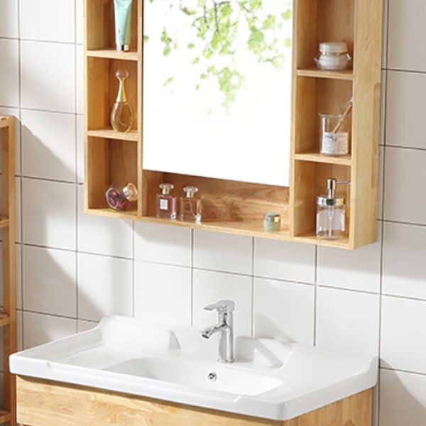 Wood Modern Bathroom Vanity Freestanding Sink Vanity with Mirror Clearhalo 'Bathroom Remodel & Bathroom Fixtures' 'Bathroom Vanities' 'bathroom_vanities' 'Home Improvement' 'home_improvement' 'home_improvement_bathroom_vanities' 1200x1200_a4c58ab0-f1df-4e35-9a0f-002c98123dce