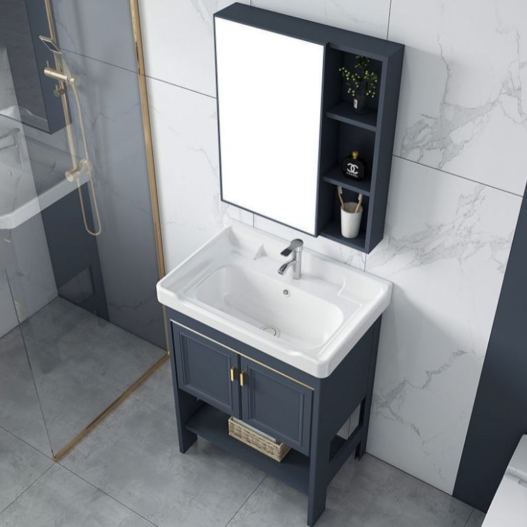 Glam Blue Sink Vanity Metal Frame Single Rectangular Bath Vanity Clearhalo 'Bathroom Remodel & Bathroom Fixtures' 'Bathroom Vanities' 'bathroom_vanities' 'Home Improvement' 'home_improvement' 'home_improvement_bathroom_vanities' 1200x1200_a4c8390d-c355-4fd2-b028-dbd42e0e0eaf