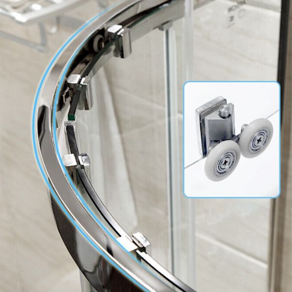 Round Tempered Shower Enclosure Double Sliding Corner Shower Kit with Header Clearhalo 'Bathroom Remodel & Bathroom Fixtures' 'Home Improvement' 'home_improvement' 'home_improvement_shower_stalls_enclosures' 'Shower Stalls & Enclosures' 'shower_stalls_enclosures' 'Showers & Bathtubs' 1200x1200_a4c97541-6e1c-49ec-aadb-8f2725f82dfc
