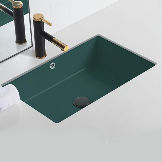 Modern Undermount Bathroom Sink Rectangular Undermount Bathroom Sink with Overflow - Clearhalo