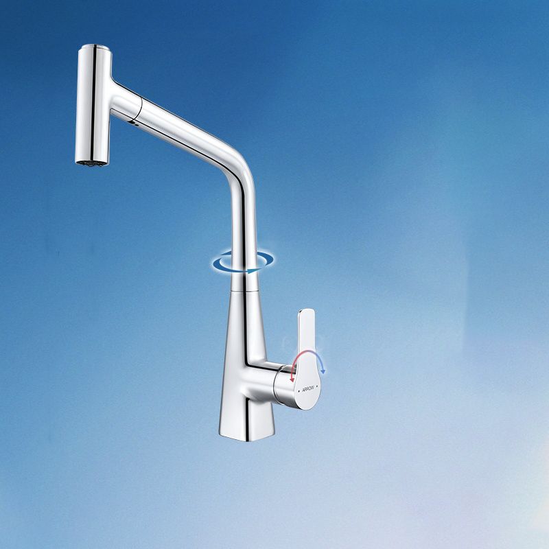 Contemporary Kitchen Bar Faucet Lead Free Swivel Spout with Pull Out Sprayer Clearhalo 'Home Improvement' 'home_improvement' 'home_improvement_kitchen_faucets' 'Kitchen Faucets' 'Kitchen Remodel & Kitchen Fixtures' 'Kitchen Sinks & Faucet Components' 'kitchen_faucets' 1200x1200_a4d7408a-3ec6-48cd-a2e9-99519bc72f7a