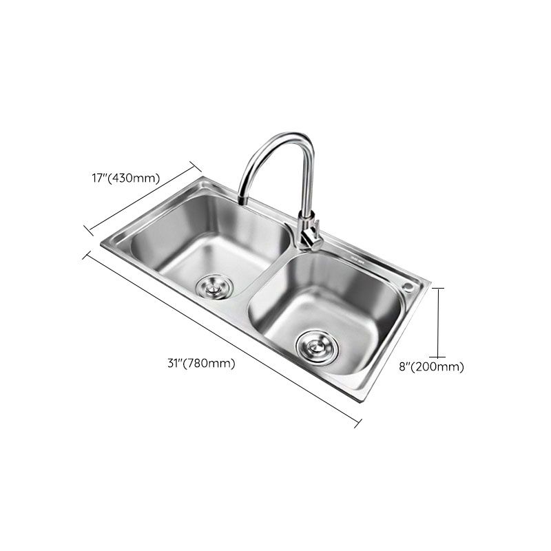 Classic Style Kitchen Sink Stainless Steel Kitchen Sink with Drain Strainer Kit Clearhalo 'Home Improvement' 'home_improvement' 'home_improvement_kitchen_sinks' 'Kitchen Remodel & Kitchen Fixtures' 'Kitchen Sinks & Faucet Components' 'Kitchen Sinks' 'kitchen_sinks' 1200x1200_a4ea1c44-5d09-4977-9ecc-b3098dd115b7