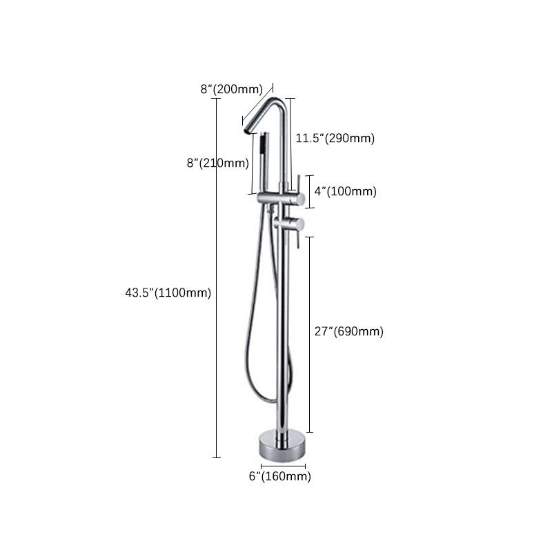 Floor Mounted Metal Freestanding Tub Filler Double Handles Freestanding Faucet with Hose Clearhalo 'Bathroom Remodel & Bathroom Fixtures' 'Bathtub Faucets' 'bathtub_faucets' 'Home Improvement' 'home_improvement' 'home_improvement_bathtub_faucets' 1200x1200_a4f8a3d6-c821-470b-80fb-e059a512c0b8