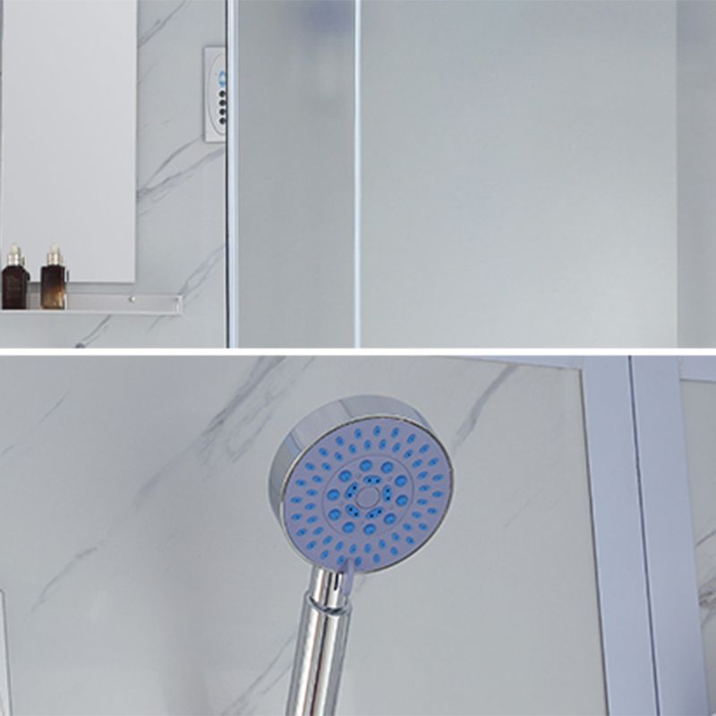 Frosted Tempered Glass Shower Kit with Ceiling and Back Wall Panel Clearhalo 'Bathroom Remodel & Bathroom Fixtures' 'Home Improvement' 'home_improvement' 'home_improvement_shower_stalls_enclosures' 'Shower Stalls & Enclosures' 'shower_stalls_enclosures' 'Showers & Bathtubs' 1200x1200_a4fba280-18d5-4326-9933-40742a61b756