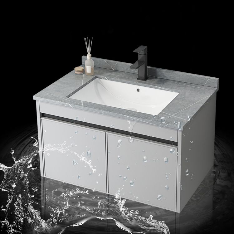 Single Sink Modern Bathroom Vanity Gray Metal Frame Wall Mount Vanity Set Clearhalo 'Bathroom Remodel & Bathroom Fixtures' 'Bathroom Vanities' 'bathroom_vanities' 'Home Improvement' 'home_improvement' 'home_improvement_bathroom_vanities' 1200x1200_a50e34fc-1ef4-4de4-8d2e-254d8ffe3fae